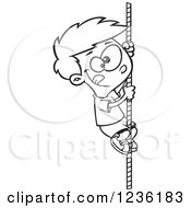 Poster, Art Print Of Black And White Athletic Boy Climbing A Rope