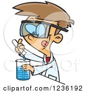 Poster, Art Print Of Caucasian Scientist Boy Mixing Chemicals
