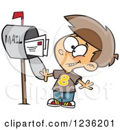 Poster, Art Print Of Caucasian Happy Boy Mailing Letters