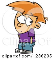 Clipart Of A Sad Red Haired Rejected Boy Royalty Free Vector Illustration