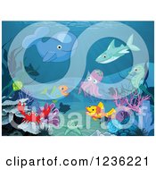 Poster, Art Print Of Sea Creatures Gathered On The Ocean Floor