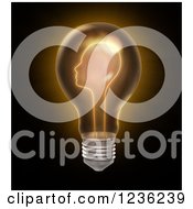 Poster, Art Print Of 3d Head Glowing In A Light Bulb