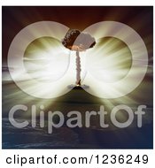 Clipart Of A Mushroom Cloud Nuclear Bomb Over Earth Royalty Free CGI Illustration