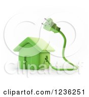 Poster, Art Print Of 3d Green House With An Electric Plug