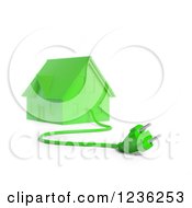Poster, Art Print Of 3d Green House With An Electric Plug 2