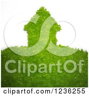 Clipart Of A 3d Ego Grass House On A Hill Over White Royalty Free CGI Illustration