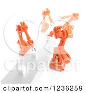 Clipart Of A 3d Assembly Line Of Robotic Arms And Cubes Over White 2 Royalty Free CGI Illustration