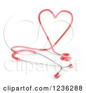 Poster, Art Print Of 3d Red Heart Shaped Medical Cardiology Stethoschope
