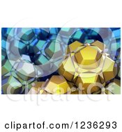 Poster, Art Print Of 3d Abstract Shapes In Gold And Blue