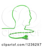 Poster, Art Print Of 3d Green Cable And Plug Forming A Mans Head