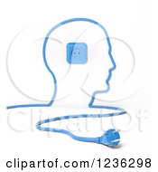 Poster, Art Print Of 3d Blue Cable Socket And Plug Forming A Mans Head