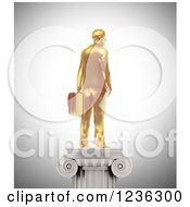 Poster, Art Print Of 3d Gold Businessman Statue On A Pedestal