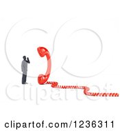Poster, Art Print Of 3d Businessman Listening To A Giant Telephone Receiver