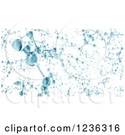 Clipart Of 3d Blue Molecules On White Royalty Free CGI Illustration