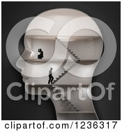Poster, Art Print Of 3d Human Head With Businessmen And Stairs In The Interior