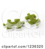 Clipart Of 3d Grassy Jigsaw Puzzle Pieces Royalty Free CGI Illustration