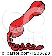 Clipart Of A Red Telephone Receiver Royalty Free Vector Illustration by lineartestpilot