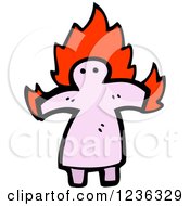 Clipart Of A Burning Pink Voodoo Doll Royalty Free Vector Illustration by lineartestpilot