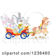 Poster, Art Print Of Bunny Rabbit Family On An Easter Horse Drawn Cart