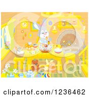 Poster, Art Print Of Female Bunny Rabbit Making An Easter Cake In A Cabin