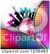 Poster, Art Print Of Zipper Over Silhouetted People Dancing Over A Disco Ball