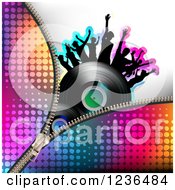 Poster, Art Print Of Colorful Zipper Over A Dancing Crowd On A Vinyl Record Album