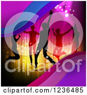 Poster, Art Print Of Silhouetted People Dancing Over Lights And Waves