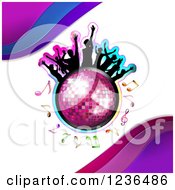 Poster, Art Print Of Silhouetted People Dancing Over A Disco Ball With Notes And Waves