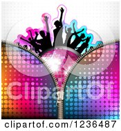 Poster, Art Print Of Zipper Over Silhouetted People Dancing Over A Disco Ball 2