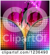 Poster, Art Print Of Zipper Over Silhouetted People Dancing Over Lights And Waves