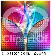 Poster, Art Print Of Colorful Zipper Background With Waves And Music Notes