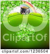 Poster, Art Print Of St Patricks Day Background Of A Rainbow Pot Of Gold And Shamrocks