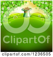 Poster, Art Print Of St Patricks Day Background Of A Leprechuan Hat Pot Of Gold And Shamrocks
