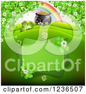 Poster, Art Print Of St Patricks Day Background Of A Pot Of Gold Rainbow And Shamrocks