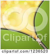 Clipart Of A Zipper Background Of Green Over Yellow Flares Royalty Free Vector Illustration