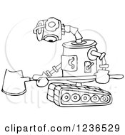 Poster, Art Print Of Black And White Sad Robot With A Snow Shovel