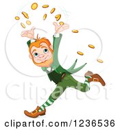 Cheerful Leprechaun Tossing Coins And Running