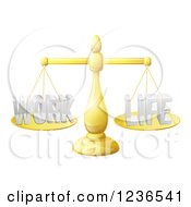 Clipart Of A 3d Golden Scales Balancing Work And Life Equally Royalty Free Vector Illustration by AtStockIllustration