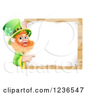 St Patricks Day Leprechaun Pointing To A Notice On A Wooden Sign