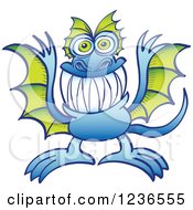 Blue Dragon Monster With Green Wings