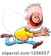Clipart Of An Excited Caucasian Boy Running Royalty Free Vector Illustration