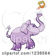 Poster, Art Print Of Purple Elephant Blowing Out A Music Note