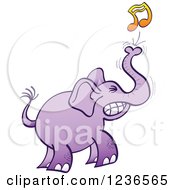 Poster, Art Print Of Purple Elephant Squeezing Out A Music Note