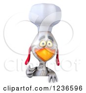 Clipart Of A 3d White Chef Chicken Holding A Thumb Up Over A Sign Royalty Free Illustration by Julos