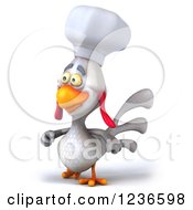 Clipart Of A 3d White Chef Chicken Walking 2 Royalty Free Illustration by Julos