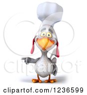 Clipart Of A 3d White Chef Chicken Pointing Royalty Free Illustration by Julos