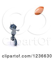 Clipart Of A 3d Blue Android Robot Playing American Football 4 Royalty Free Illustration