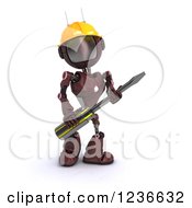 Poster, Art Print Of 3d Red Android Robot With A Screwdriver 2
