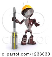 Poster, Art Print Of 3d Red Android Robot With A Screwdriver 3