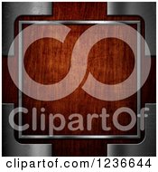 Poster, Art Print Of 3d Metal Frame Around Dark Scratched Wood